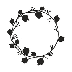 Hand drawn floral wreath. Botanical frames of wild flowers, herbs, branches for wedding decoration, design projects. Vector illustration.