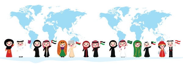 Fototapeta premium kid national Infographic in map with Traditional Costume and Tourist: Vector Illustration