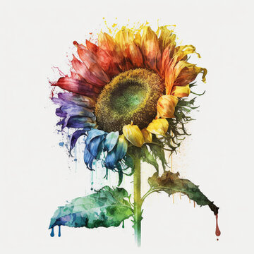 portraid of watercolor sunflower