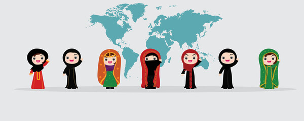 Fototapeta premium people national Infographic with Traditional Costume and Tourist: Vector.