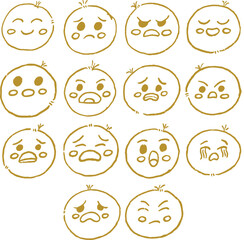 set of cute emoji in outline