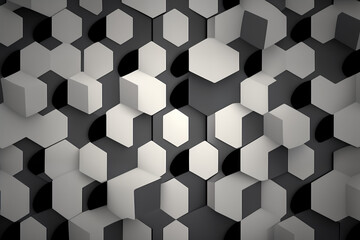 Minimalistic wallpaper featuring a repeating pattern of simple geometric shapes in shades of gray and white, generative ai