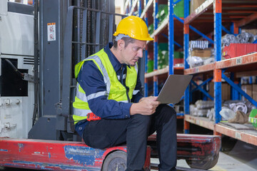 Store clerks inspect products, warehouses, industrial and logistics supply chains. 