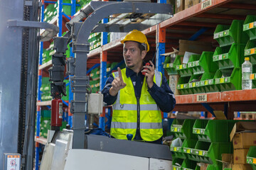Store clerks inspect products, warehouses, industrial and logistics supply chains.