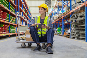 Store clerks inspect products, warehouses, industrial and logistics supply chains.
