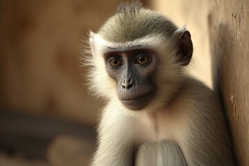 Vervet Monkey (Chlorocebus pygerythrus) in a small zoo near Luxor, Egypt. Generative AI