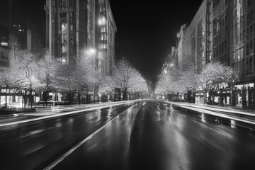 Naklejka premium night city street