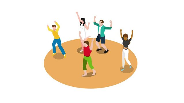 Young multi ethic people couples dancing