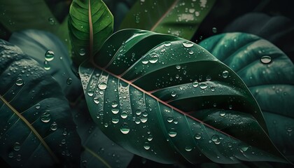 Summer Foliage of Tropical, Rain Forest, Abstract Pattern Summer Forest Nature Background, Foliage in A Tropical Created With Generative Ai Technology