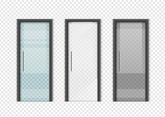 Double sliding glass doors to the office, train station, supermarket with space. vector design.