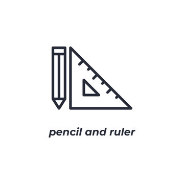 Vector sign pencil and ruler symbol is isolated on a white background. icon color editable.