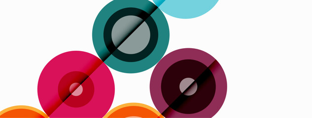 Circles with shadows trendy minimal geometric composition abstract background