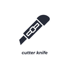 Vector sign cutter knife symbol is isolated on a white background. icon color editable.