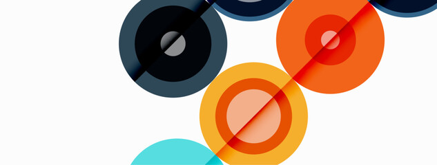 Circles with shadows trendy minimal geometric composition abstract background