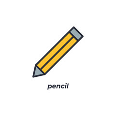 Vector sign pencil symbol is isolated on a white background. icon color editable.