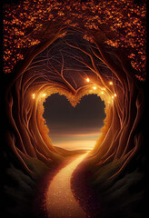 A tunnel formed by branches.
