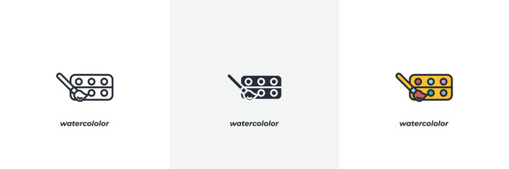 watercololor icon. Line, solid and filled outline colorful version, outline and filled vector sign. Idea Symbol, logo illustration. Vector graphics