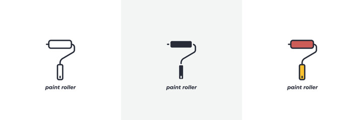 paint roller icon. Line, solid and filled outline colorful version, outline and filled vector sign. Idea Symbol, logo illustration. Vector graphics
