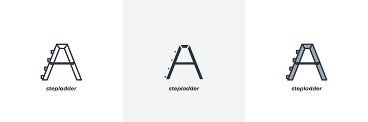 stepladder icon. Line, solid and filled outline colorful version, outline and filled vector sign. Idea Symbol, logo illustration. Vector graphics