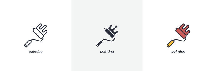 painting icon. Line, solid and filled outline colorful version, outline and filled vector sign. Idea Symbol, logo illustration. Vector graphics