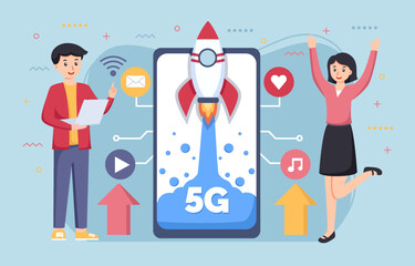 Mobile wireless 5th generation technology background design vector. 5G wireless network technology concept