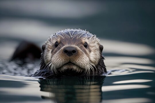 Close up picture of a sea otter. Generative AI