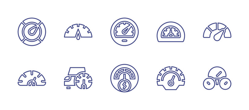 Speedometer Line Icon Set. Editable Stroke. Vector Illustration. Containing Speedometer, Speed Limit.