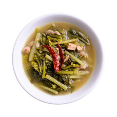 Northern Thai food (Pak Kad Jor), Sour soup Thai flowering bok choy with pork