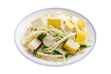 Asian stir fried mung bean sprout with tofu, Healthy vegetarian food