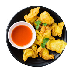 Asian deep fried crispy wonton stuffed with minced pork, quail egg or shrimp