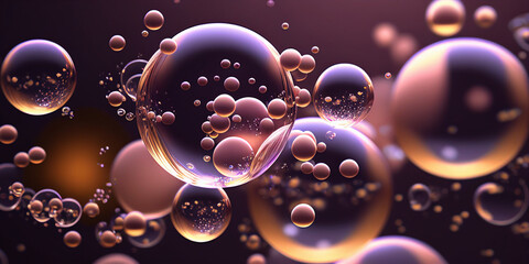 3d render, abstract background with translucent soap bubbles, wallpaper with glass balls