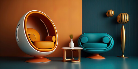 Super modern furniture in stylish design background. AI-Generated