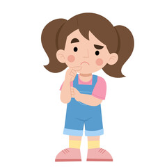 Illustration of a cute girl thinking