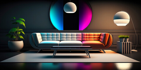Super modern furniture in fine design background. AI-Generated