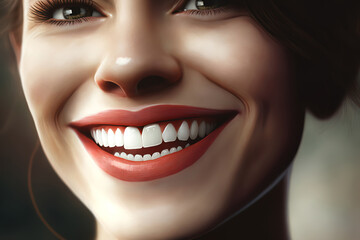 close-up smile with perfect teeth. AI-Generated