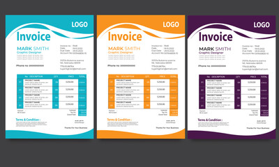 Obraz premium Professional and modern invoice template Minimal Corporate Business Invoice design template vector illustration bill form price invoice. Creative invoice template vector. business stationery design,