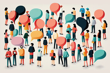 ai generated illustration of tiny people series, sharing thought