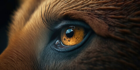 extreme macro shot: bear two eyes. AI-Generated