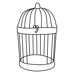 Birds cage in vintage style, Spring Season illustration Element