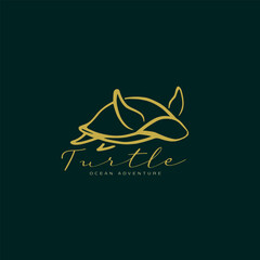 Swimming turtle icon logo illustration with luxury golden color concept