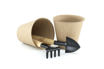 Round plant & seed starter peat pots on white