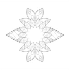 Decorative Doodle flowers in black and white for coloring book, cover or background. Hand drawn sketch for adult anti stress coloring page.-vector