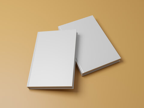 Hardcover blank white book template, isolated brown background
3d rendering