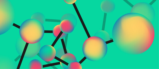 Line points connections geometric landing page background. Fluid circles and spheres with liquid gradients. Vector Illustration For Wallpaper, Banner, Background, Card, Book Illustration, landing page