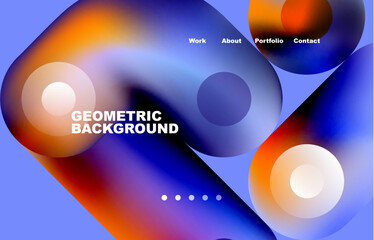 Website landing page abstract geometric background. Circles and round shapes. Web page for website or mobile app wallpaper