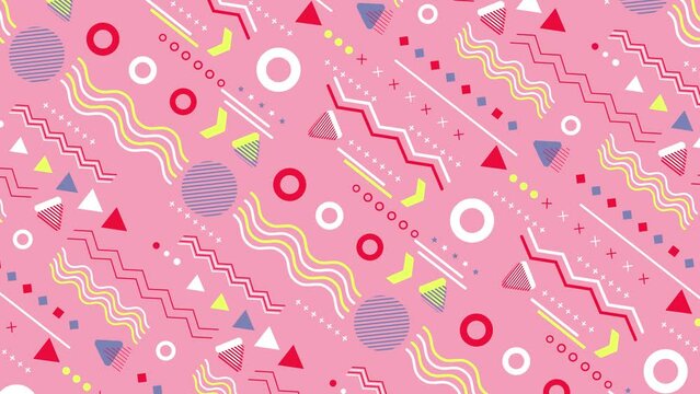 Beautiful colorful shapes pattern loop able animated seamless vanilla background 