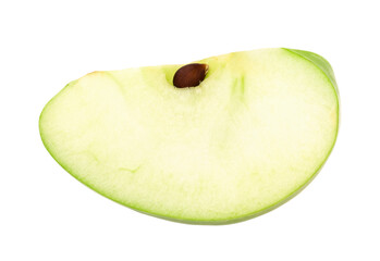 green apple slices isolated, transparent png, PNG format, cut out.