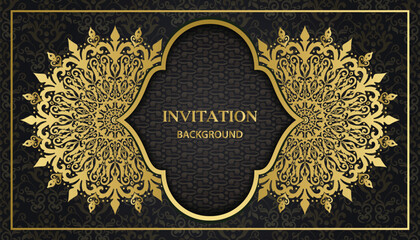 Decorative golden floral ornamental mandala design background. Arabesque style greeting and invitation card. Decoration, Decorative, Ornament, Ornamental, India, Indian, Arabic, Damask, Asian, Turkish