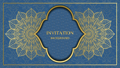 Decorative golden floral ornamental mandala design background. Arabesque style greeting and invitation card. Decoration, Decorative, Ornament, Ornamental, India, Indian, Arabic, Damask, Asian, Turkish