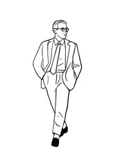 man walking casual style street wear man hand drawn art illustration